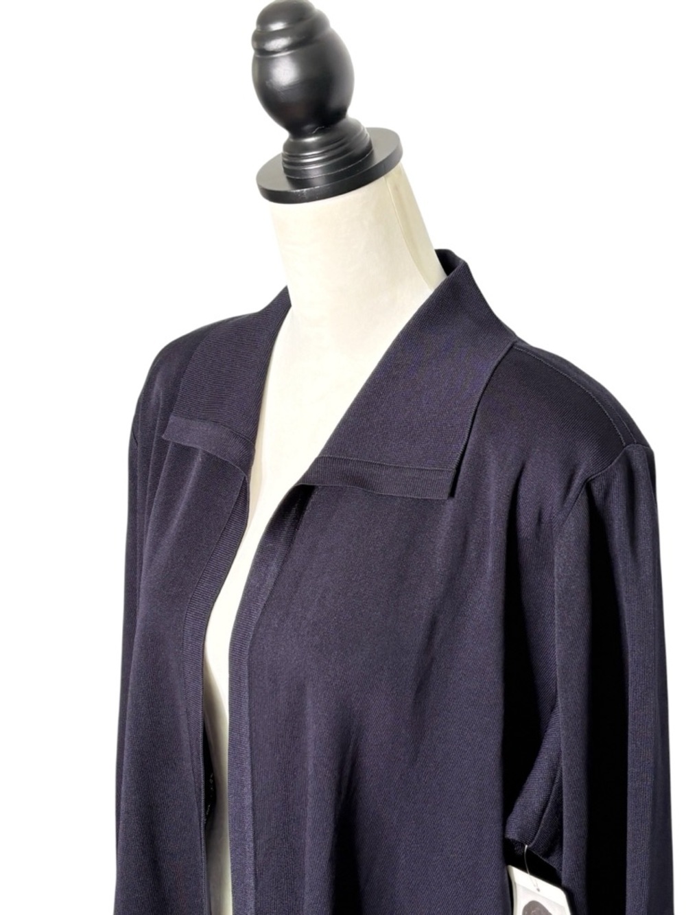 NWT Misook Navy Knit Open Front Cardigan Jacket • Plus Size 3X • $298 - Picture 2 of 12